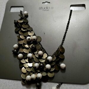 Studio S Metals Gold and White Disc Necklace
